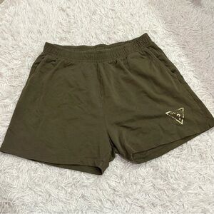 Guess Fleece Pull On Logo Shorts Olive green gold size large‎